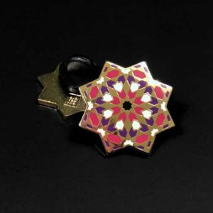 Eight-point-sacred-islamic-geometry-star-enamel-pin-gold-purple-black-rubber-back