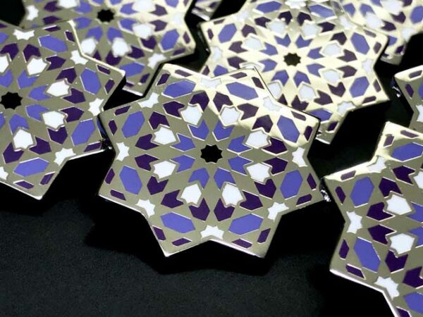 Group-high-polished-eight-point-sacred-islamic-geometry-star-enamel-pin-silver-purple